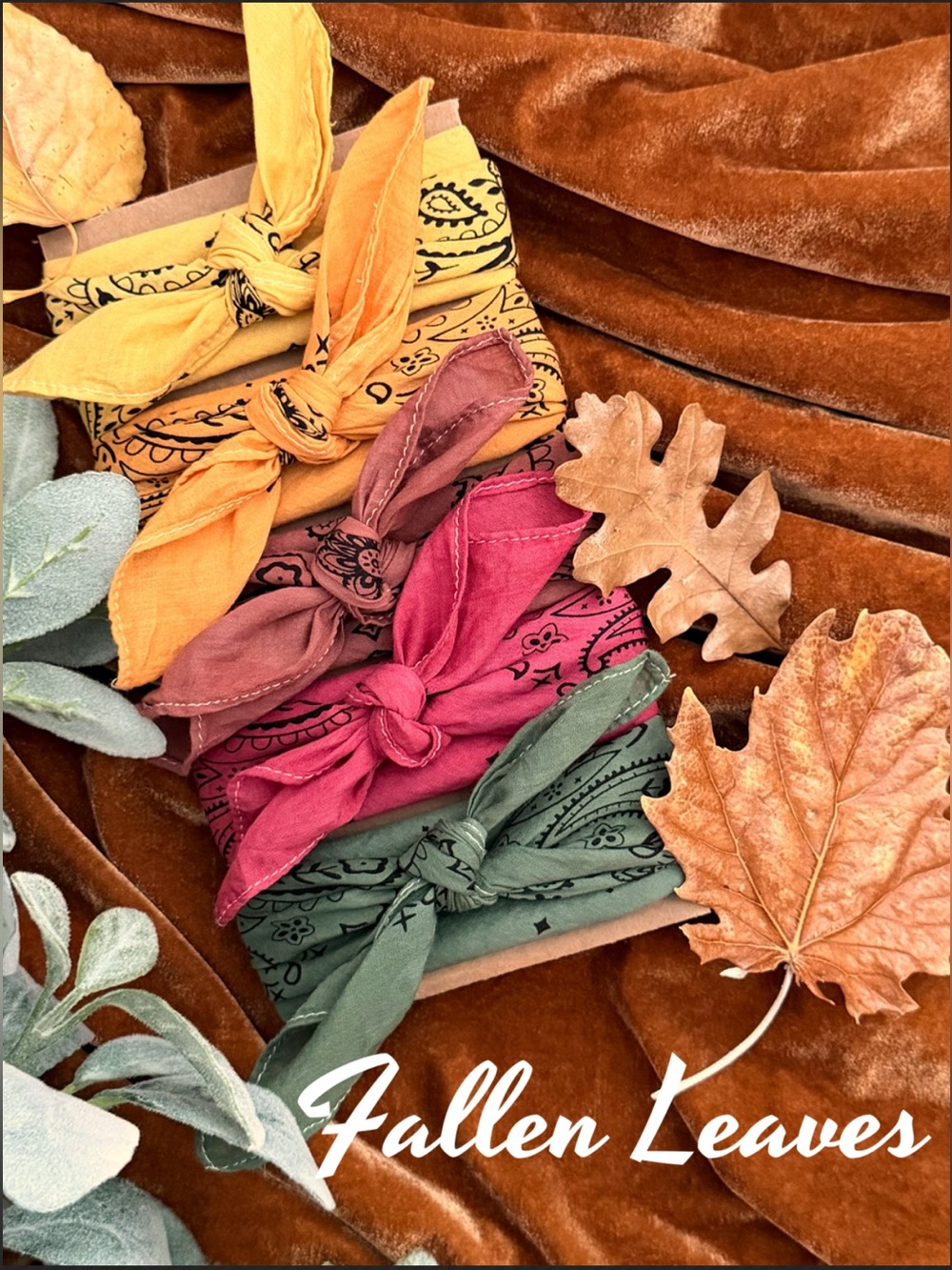BANDANA Bandanas Set of 5 ⭐️NWT Cotton Paisley "FALLEN LEAVES"